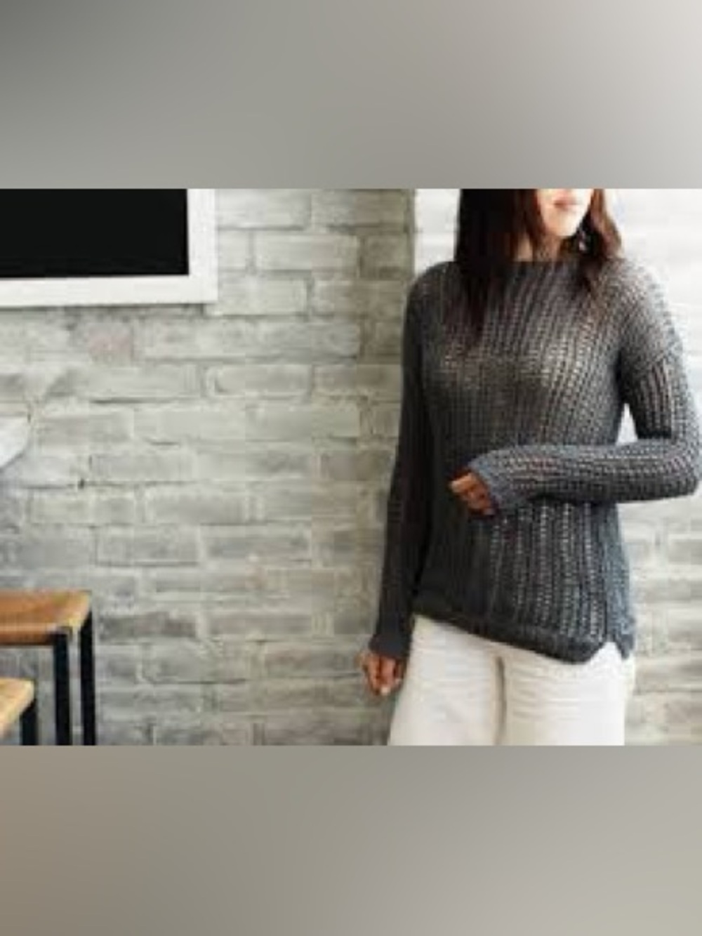 Sandwich Women's Charcoal Ribbed Crew Neck Sweater